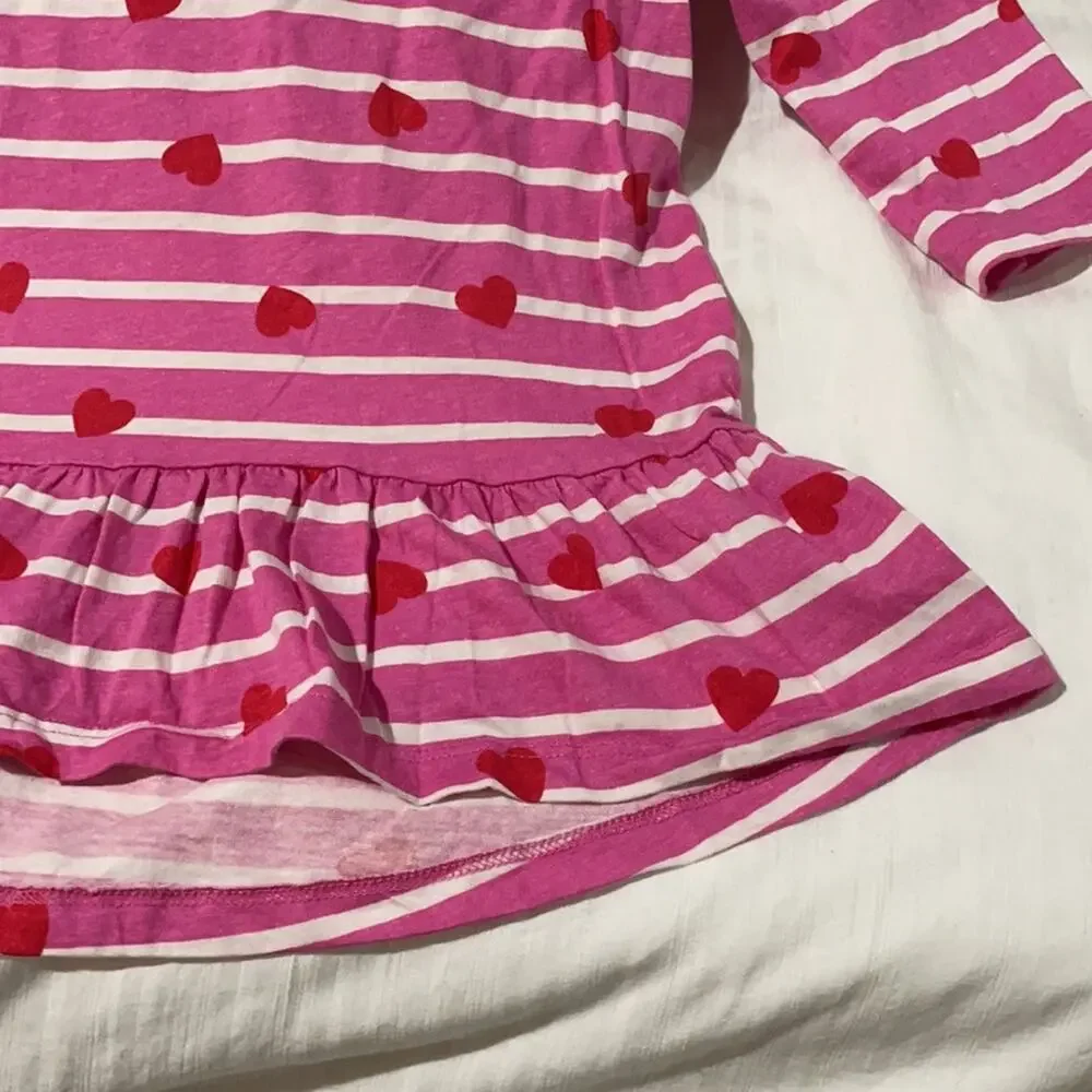 Gymboree S 4/5 hot pink drop waist ruffled high low hemline dress euc cotton